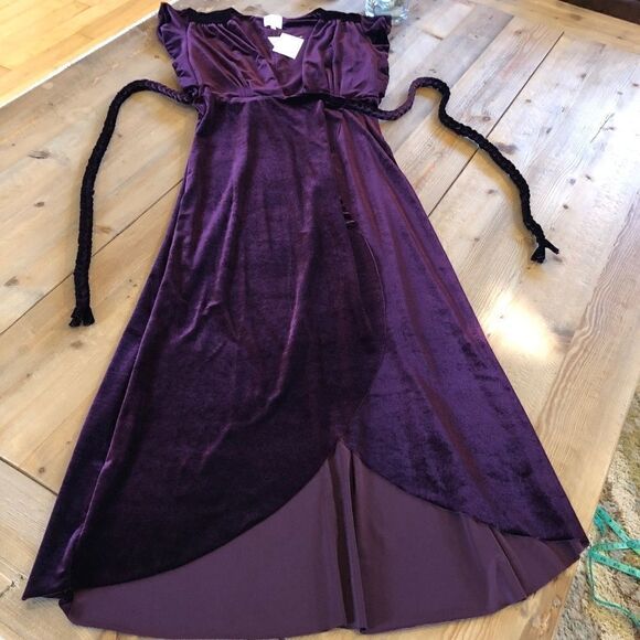 Misa Los Angeles Caroline Burgundy/Wine Velvet Wrap V neck Dress Size Medium NWT - Picture 12 of 14